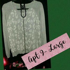 Apt. 9 Size Large Front Zip Sweater Gray & White